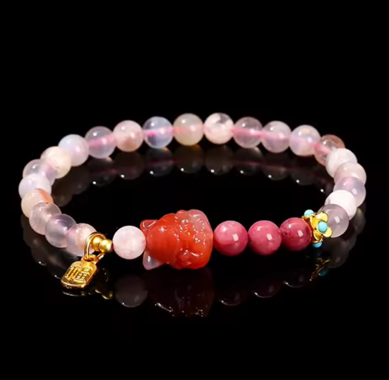 櫻花瑪瑙「金桃花」手鏈 讓你好桃花、金桃花、貴人桃花朵朵開，遠離爛桃花！⚠️標價為澳幣AUD