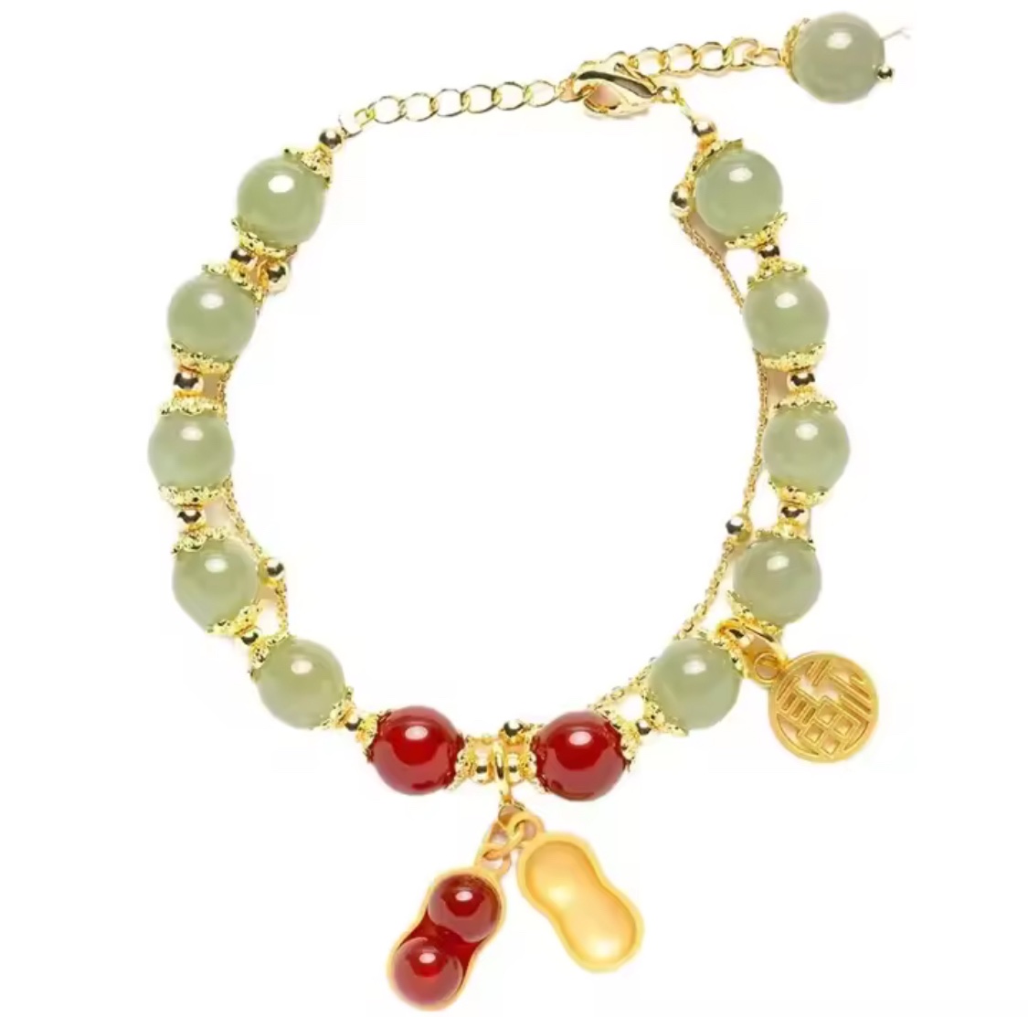 「新年限量、僅此一條」好事花生（發生） 綠玉髓 紅瑪瑙 手鏈