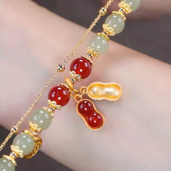 「新年限量、僅此一條」好事花生（發生） 綠玉髓 紅瑪瑙 手鏈