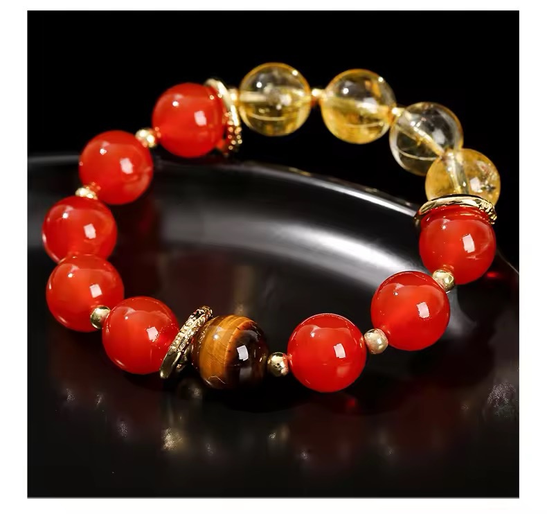 「新年限量、僅此一條」紅紅火火🔥生意人、創業者、自營業主必備 讓你業績紅火一整年 紅瑪瑙黃水晶手鏈