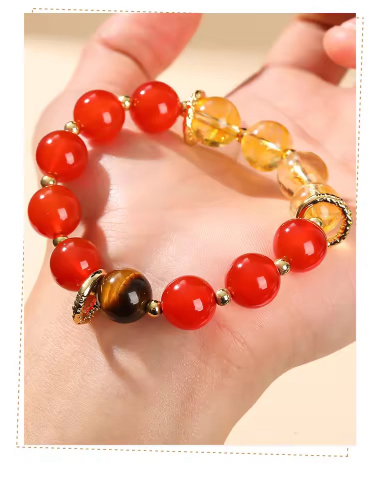 「新年限量、僅此一條」紅紅火火🔥生意人、創業者、自營業主必備 讓你業績紅火一整年 紅瑪瑙黃水晶手鏈