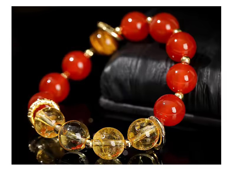 「新年限量、僅此一條」紅紅火火🔥生意人、創業者、自營業主必備 讓你業績紅火一整年 紅瑪瑙黃水晶手鏈