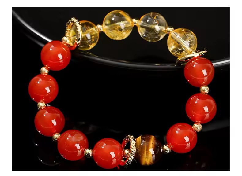 「新年限量、僅此一條」紅紅火火🔥生意人、創業者、自營業主必備 讓你業績紅火一整年 紅瑪瑙黃水晶手鏈