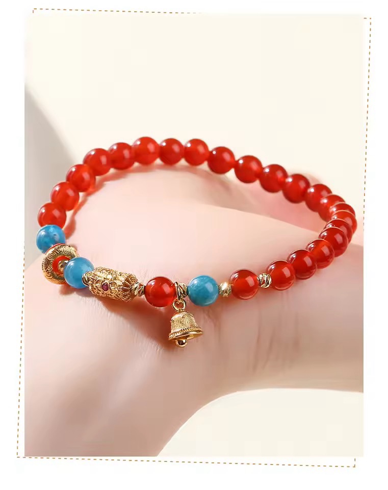 「新年限量、僅此一條」幸運金鈴鐺🔔提升財運、事業、人緣、健康 紅瑪瑙手鏈