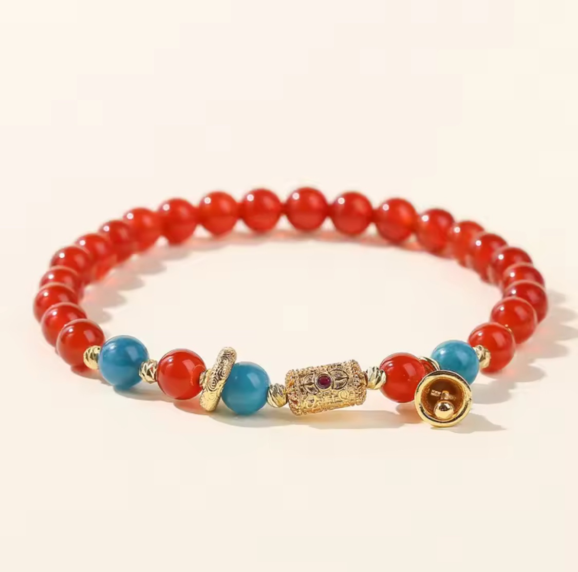 「新年限量、僅此一條」幸運金鈴鐺🔔提升財運、事業、人緣、健康 紅瑪瑙手鏈