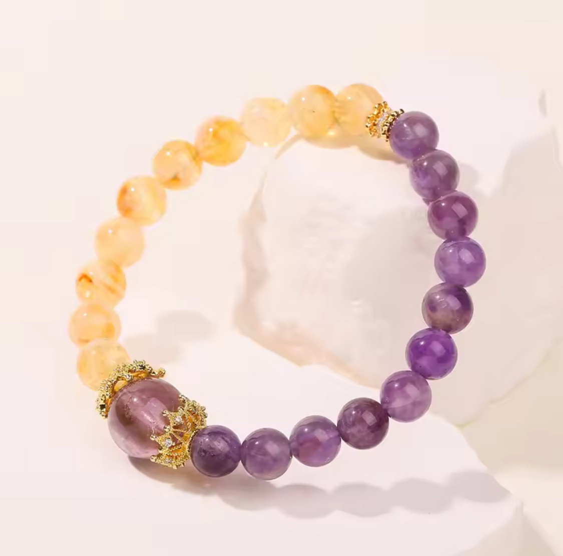 「新年限量、僅此一條」紫氣東來💰富貴雙全 提升財運、官運、事業運、人緣、勇氣自信 黃塔晶紫水晶手鏈