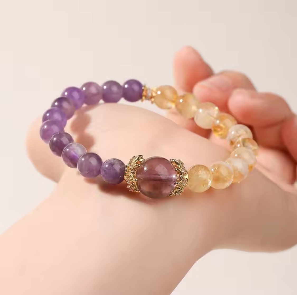 「新年限量、僅此一條」紫氣東來💰富貴雙全 提升財運、官運、事業運、人緣、勇氣自信 黃塔晶紫水晶手鏈