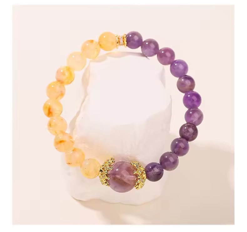 「新年限量、僅此一條」紫氣東來💰富貴雙全 提升財運、官運、事業運、人緣、勇氣自信 黃塔晶紫水晶手鏈