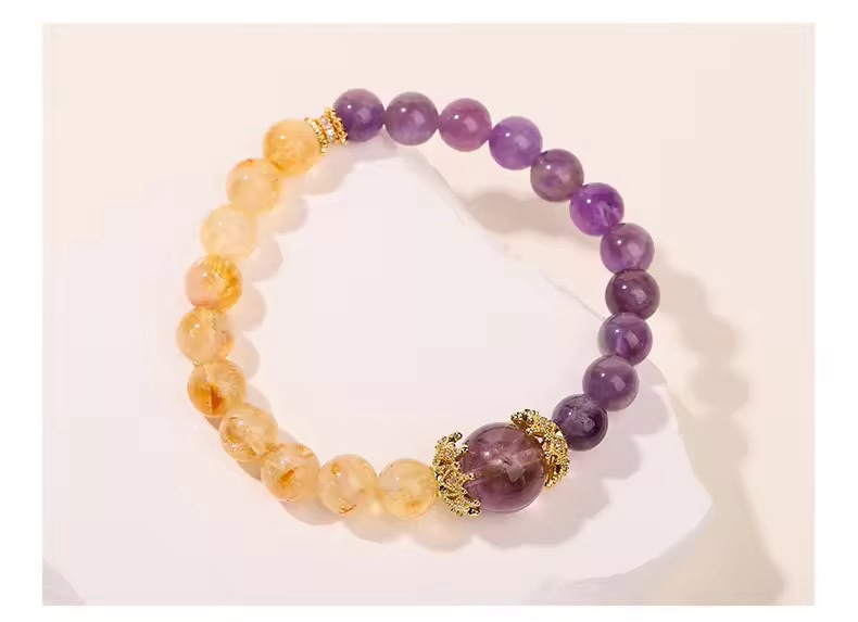 「新年限量、僅此一條」紫氣東來💰富貴雙全 提升財運、官運、事業運、人緣、勇氣自信 黃塔晶紫水晶手鏈