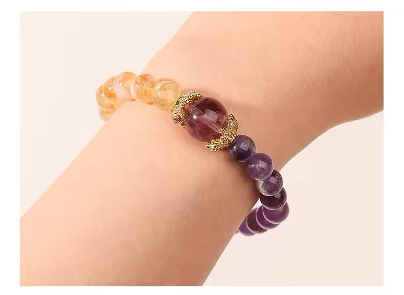 「新年限量、僅此一條」紫氣東來💰富貴雙全 提升財運、官運、事業運、人緣、勇氣自信 黃塔晶紫水晶手鏈