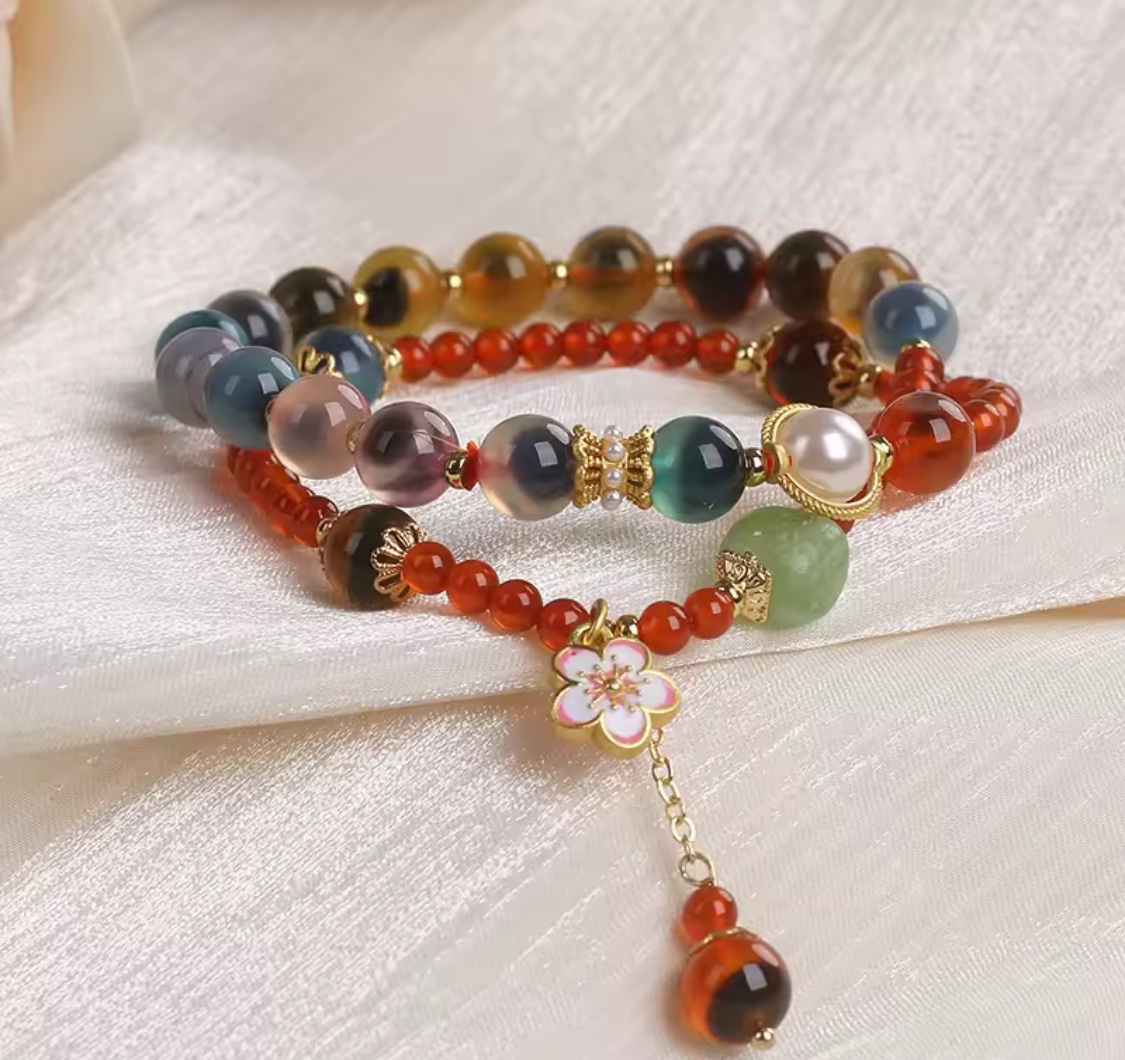 「新年限量、僅此一條」月老紅線 金桃花🌸糖心瑪瑙手鏈