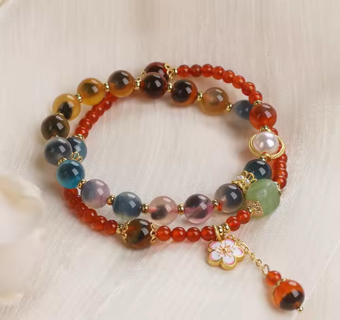 「新年限量、僅此一條」月老紅線 金桃花🌸糖心瑪瑙手鏈