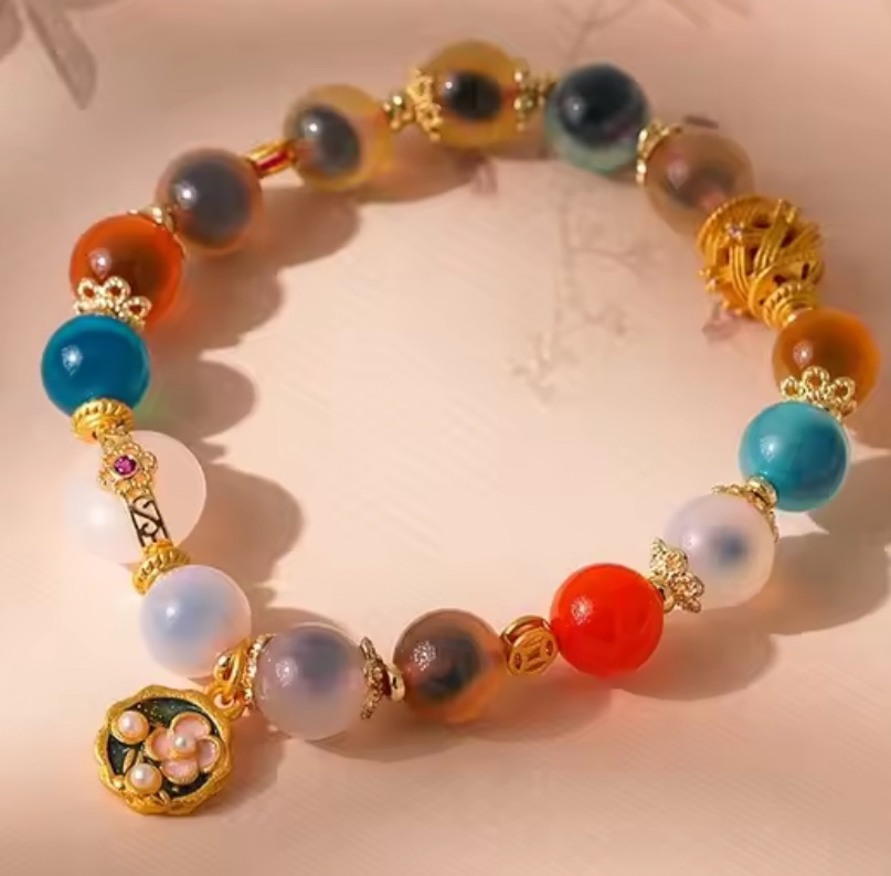 金桃花+貴人桃花🌸提升人緣、魅力、好姻緣手鏈 精品糖心瑪瑙手鏈⚠️標價為AUD澳幣
