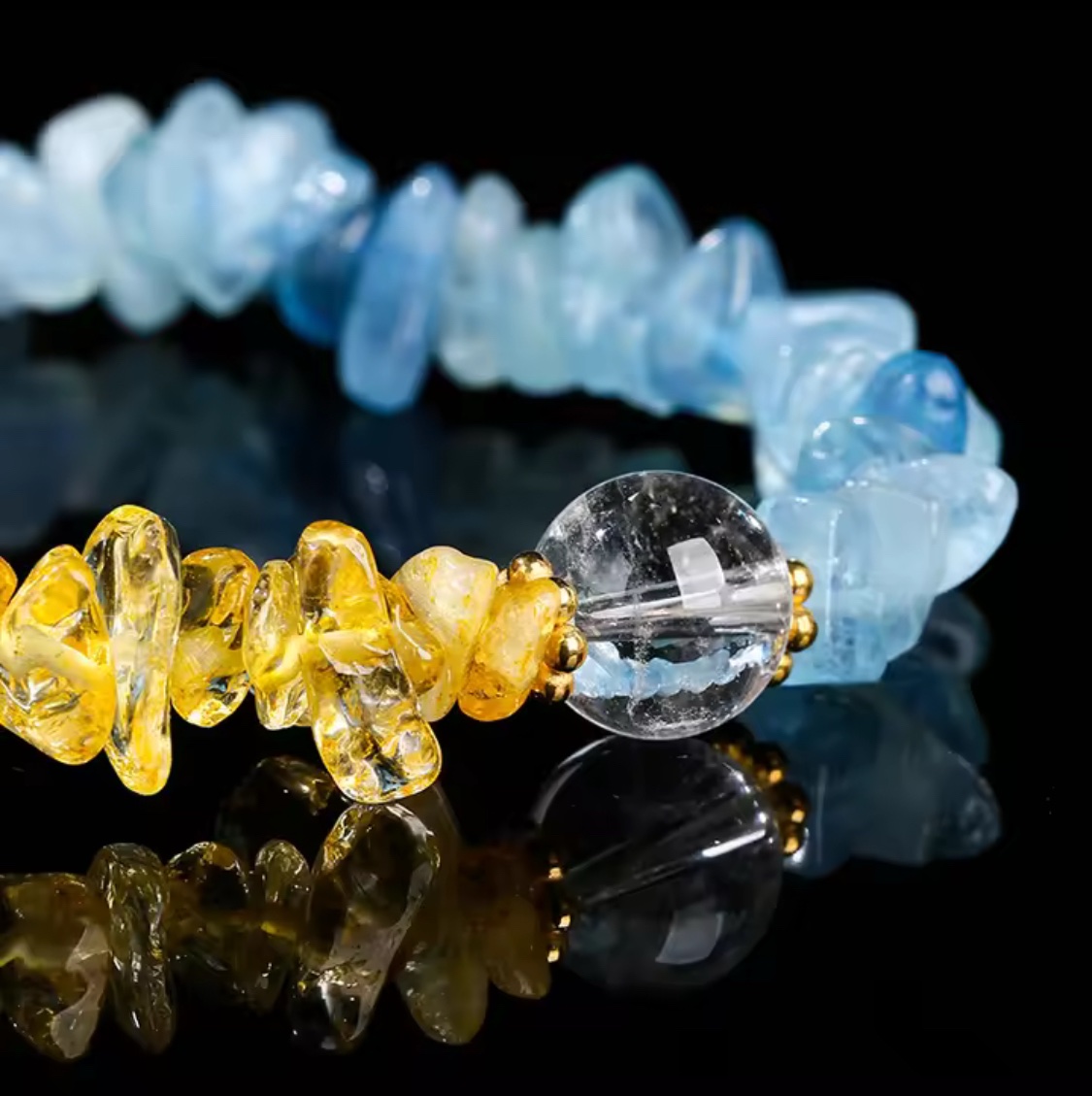 雙生火焰🔥陰陽和合、召喚真愛、促進戀情 海藍寶 黃水晶手鏈⚠️標價為AUD澳幣