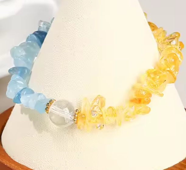 雙生火焰🔥陰陽和合、召喚真愛、促進戀情 海藍寶 黃水晶手鏈⚠️標價為AUD澳幣